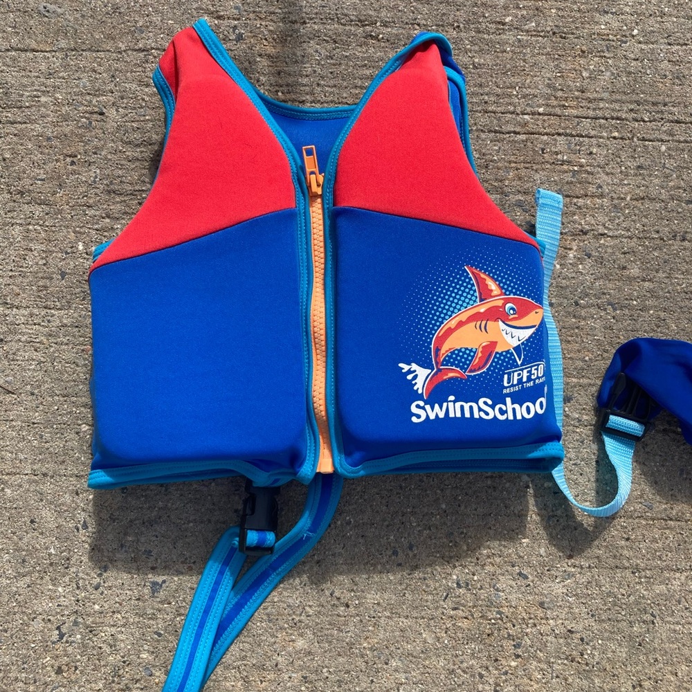 Water safety life vest blue and red